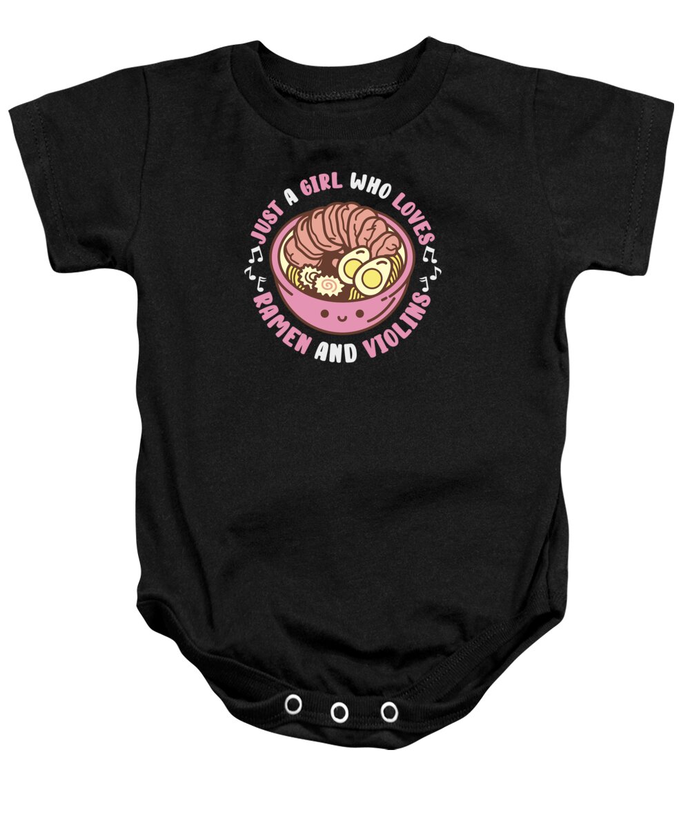 Violin Baby Onesie featuring the digital art Ramen Noodles Japanese Food Violin Classical Music #3 by Toms Tee Store