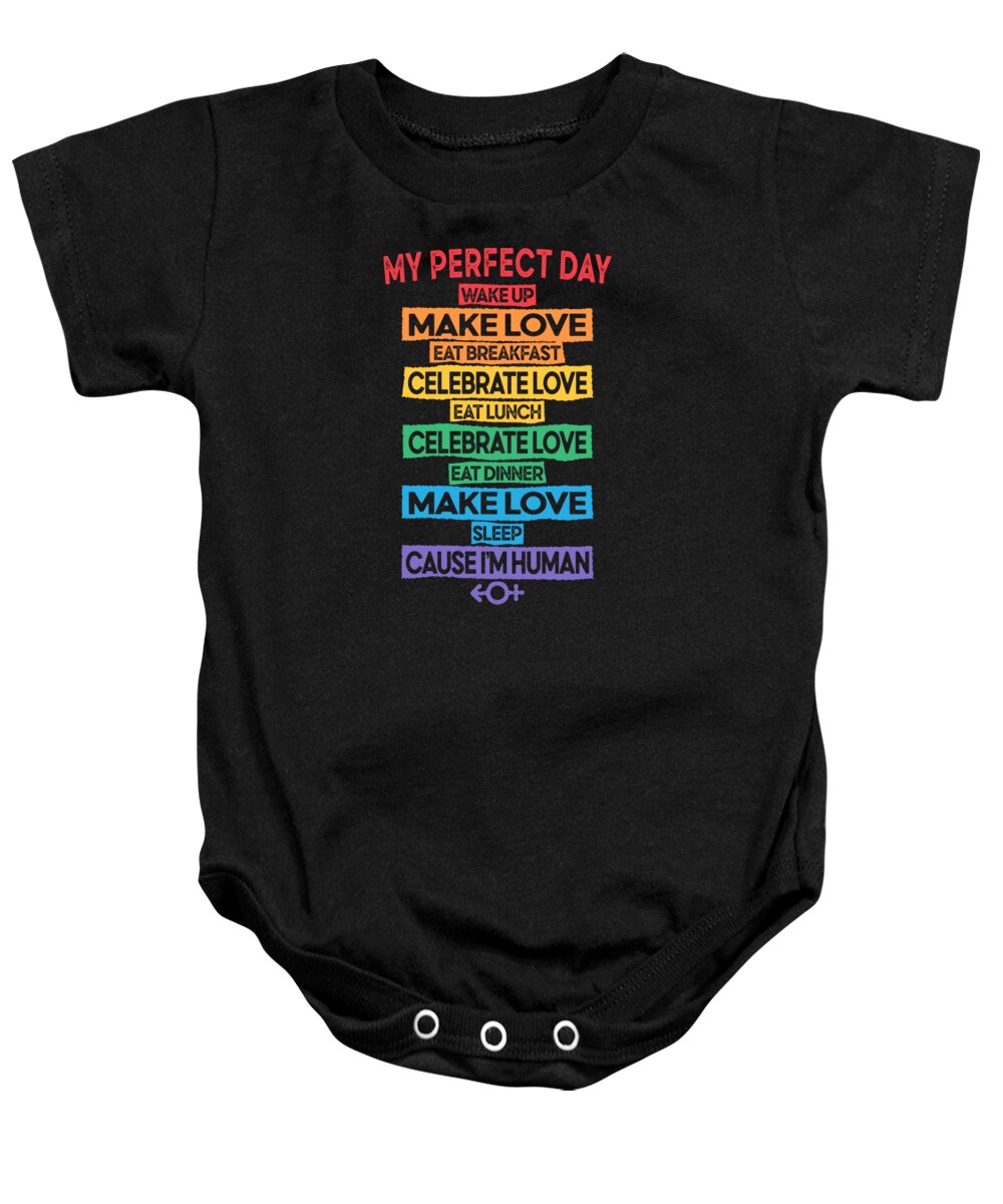 Lgbt Baby Onesie featuring the digital art LGBT Pride equality no human is illegal #4 by Toms Tee Store