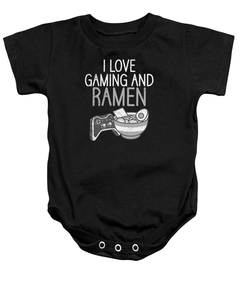 Ramen Lover Baby Onesie featuring the digital art Ramen Lover Gamer Video Games Ramen Bowl #4 by Toms Tee Store