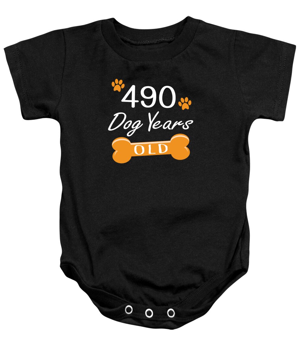 Family Baby Onesie featuring the digital art 490 Dog Years Old Funny 70th Birthday Puppy Lover design by Art Grabitees