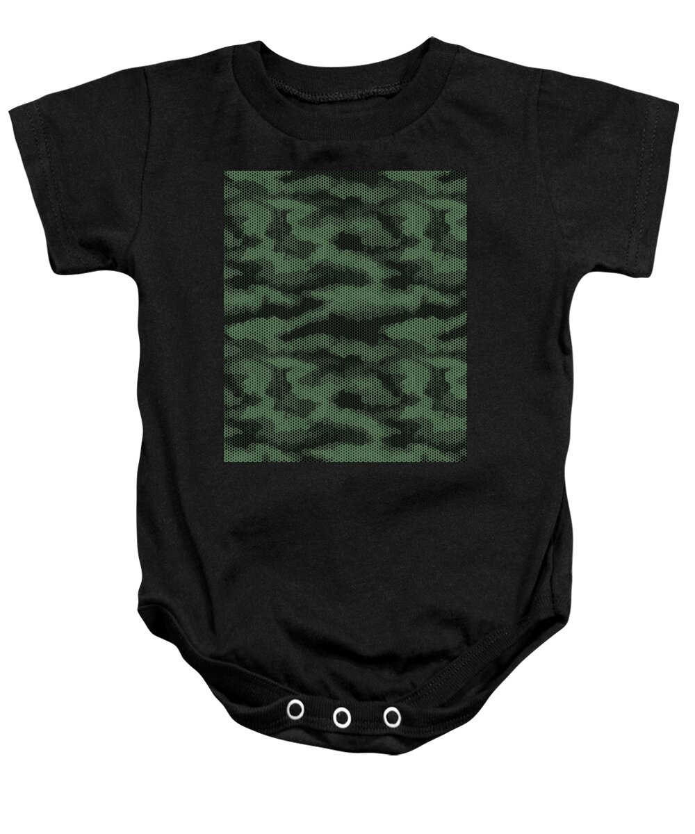 Soldier Baby Onesie featuring the digital art Camouflage Pattern Camo Stealth Hide Military #67 by Mister Tee