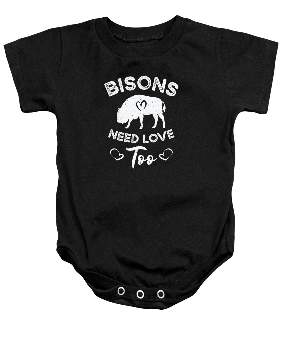 World Wildlife Day Baby Onesie featuring the digital art World Wildlife Day Retro Bison Wildlife Animal Conservation #7 by Toms Tee Store