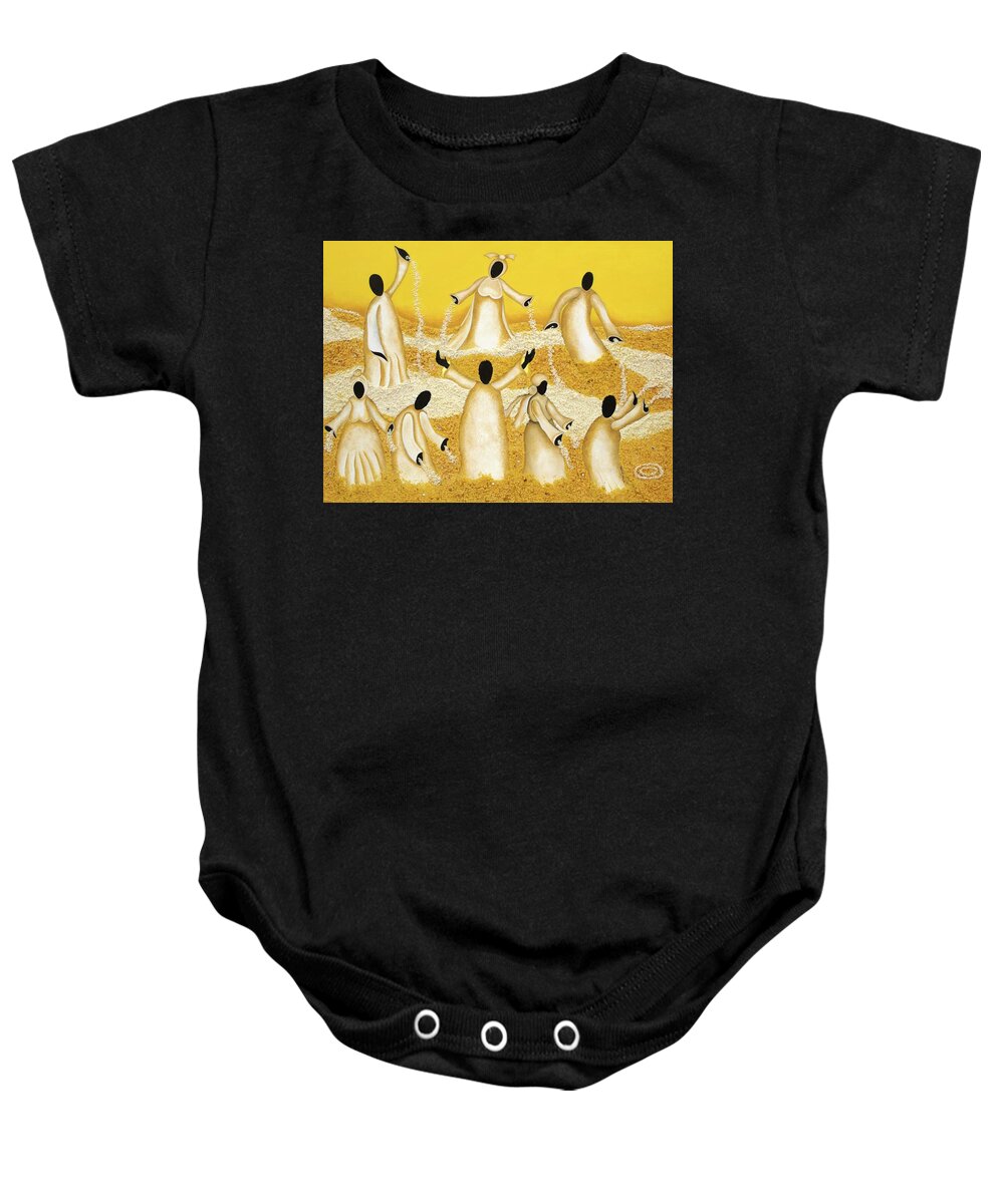 Beach Baby Onesie featuring the painting A River That Grows by Patricia Sabreee