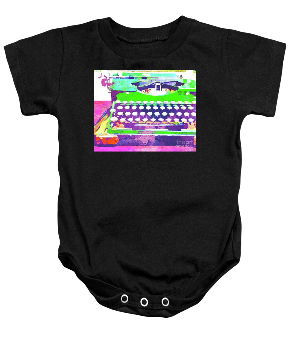 Typewriter Baby Onesie featuring the mixed media Abstract Watercolor - VintageTypewriter by Chris Andruskiewicz