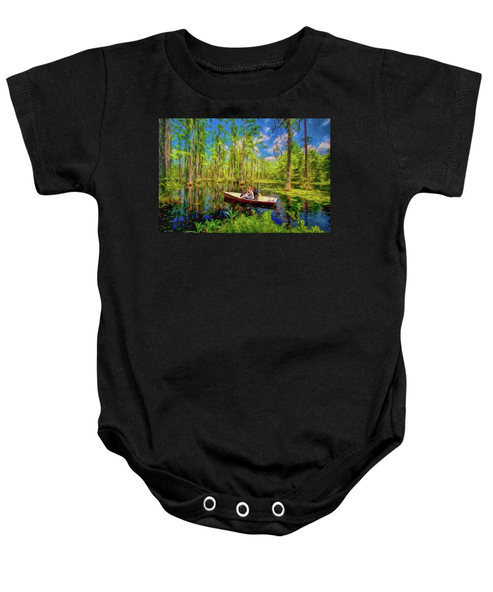 South Carolina Baby Onesie featuring the painting Adventure in a Cypress Swamp ap by Dan Carmichael