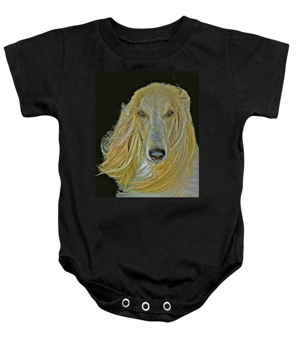 Afghan Hound Baby Onesie featuring the digital art AFGHAN HOUND cps by Larry Linton