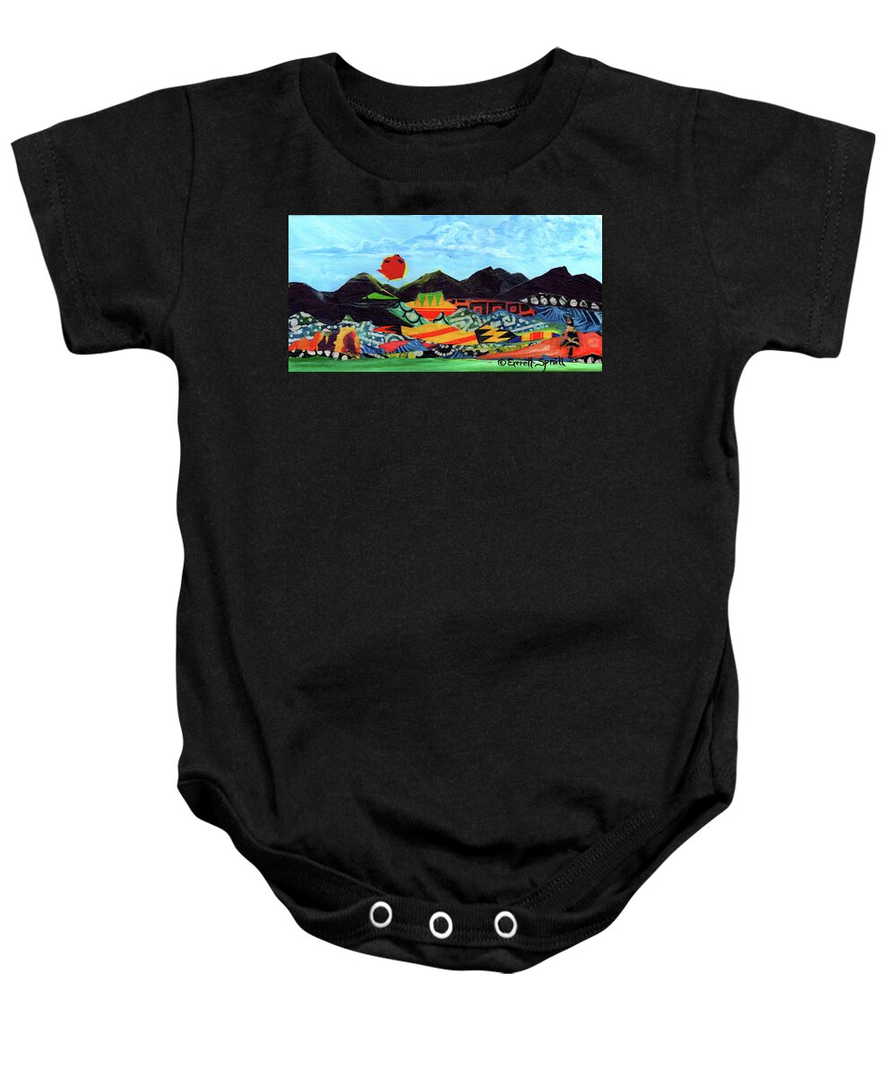 Abstract Art Baby Onesie featuring the mixed media Afro - Landscape - #3 by Everett Spruill