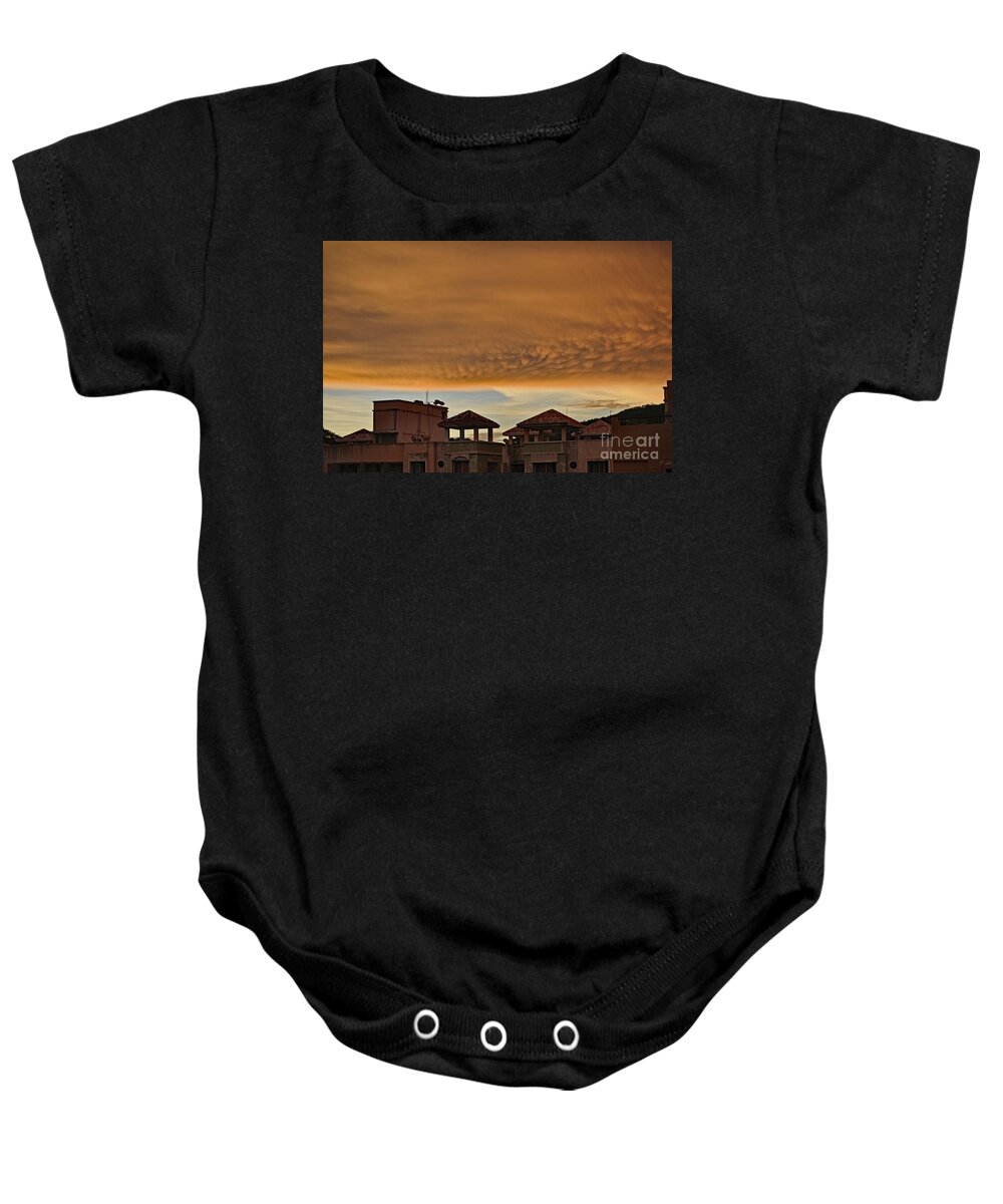 Cloud Baby Onesie featuring the photograph Amazing Rain Cloud Over City by Amazing Action Photo Video