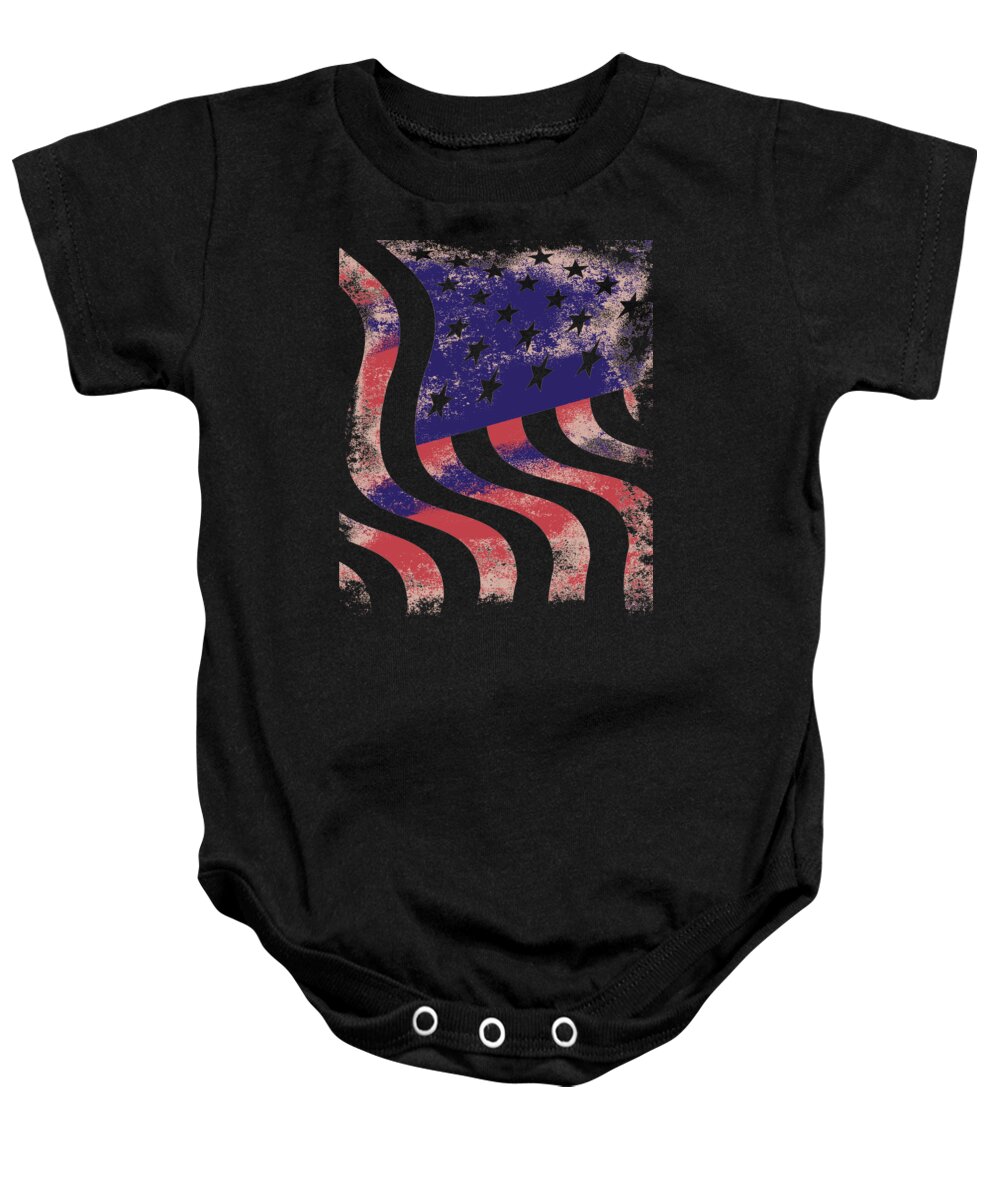 Funny Baby Onesie featuring the digital art American Flag by Flippin Sweet Gear