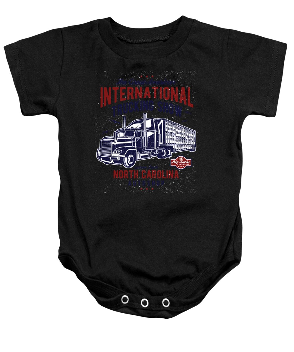 Garage Baby Onesie featuring the digital art American International Trucking Show by Jacob Zelazny