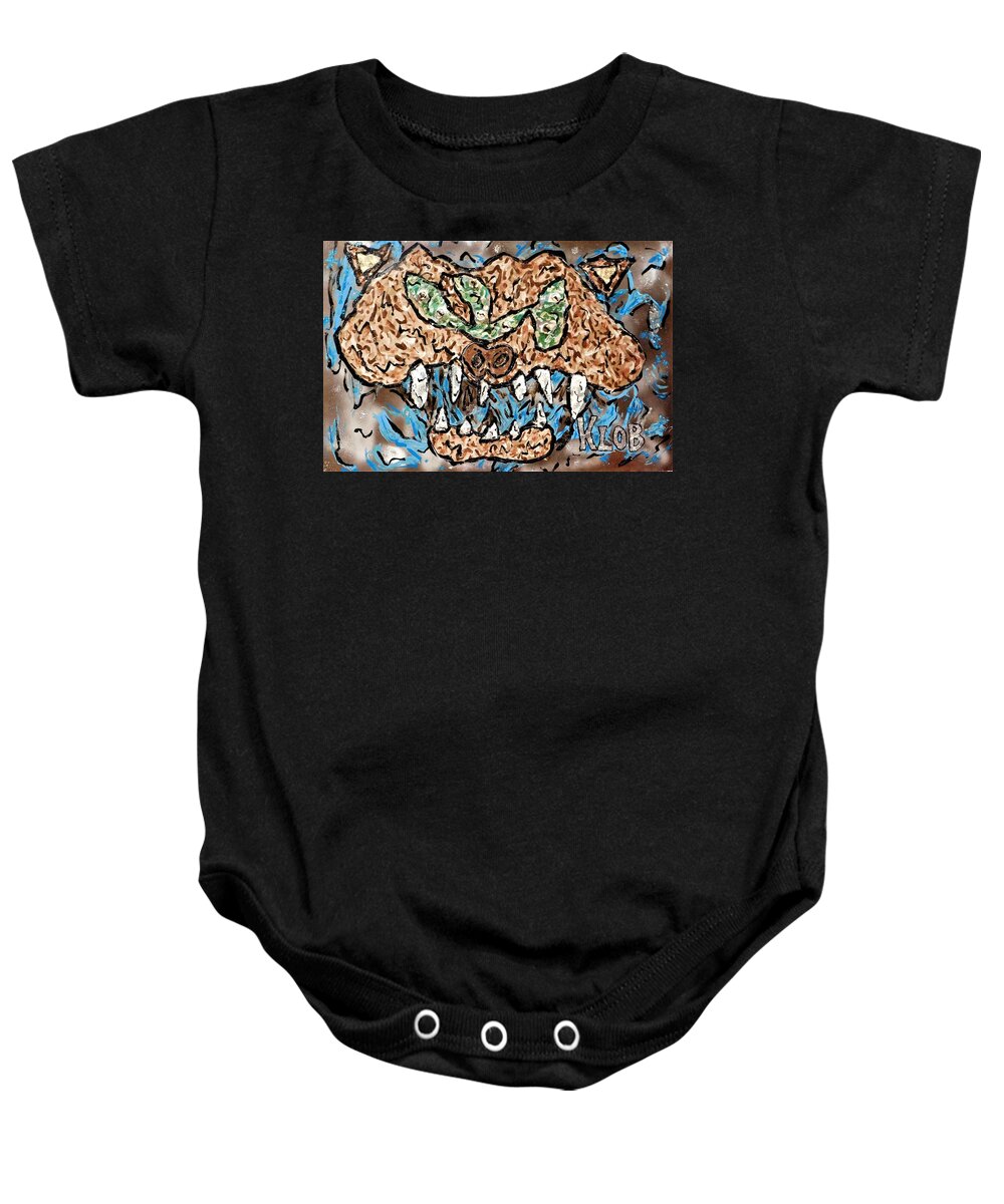 Lion Baby Onesie featuring the mixed media American Lion by Kevin OBrien