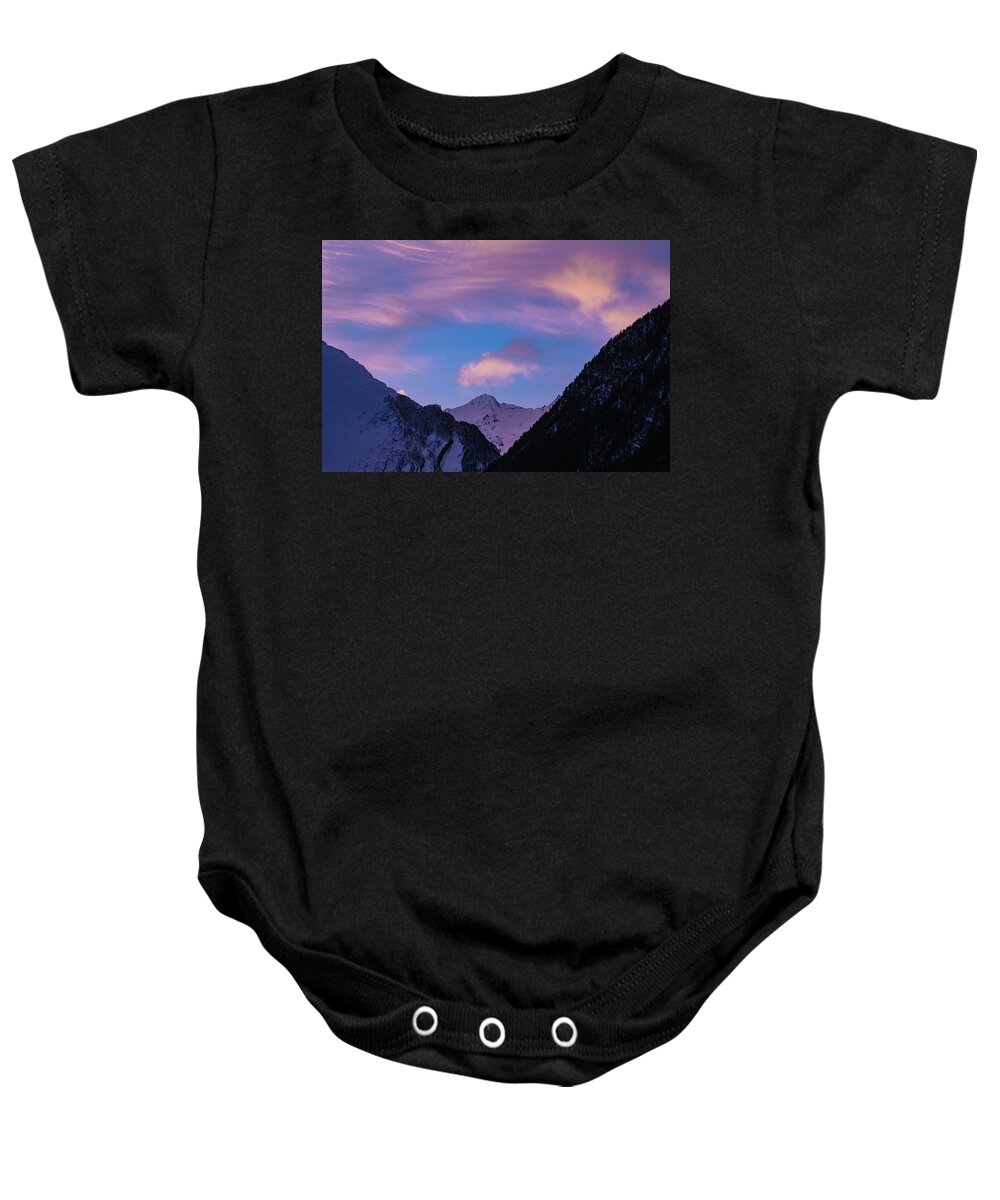 Sunset Baby Onesie featuring the photograph An Otherworldly Rosy Sunset by Leslie Struxness