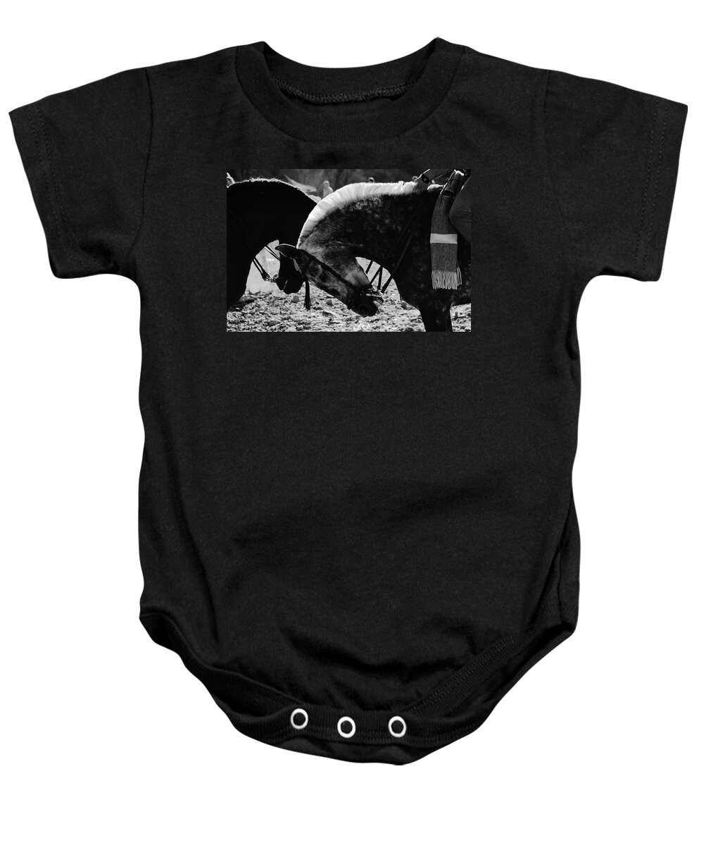 Andalusia Baby Onesie featuring the photograph Andalusian horses by Gary Browne