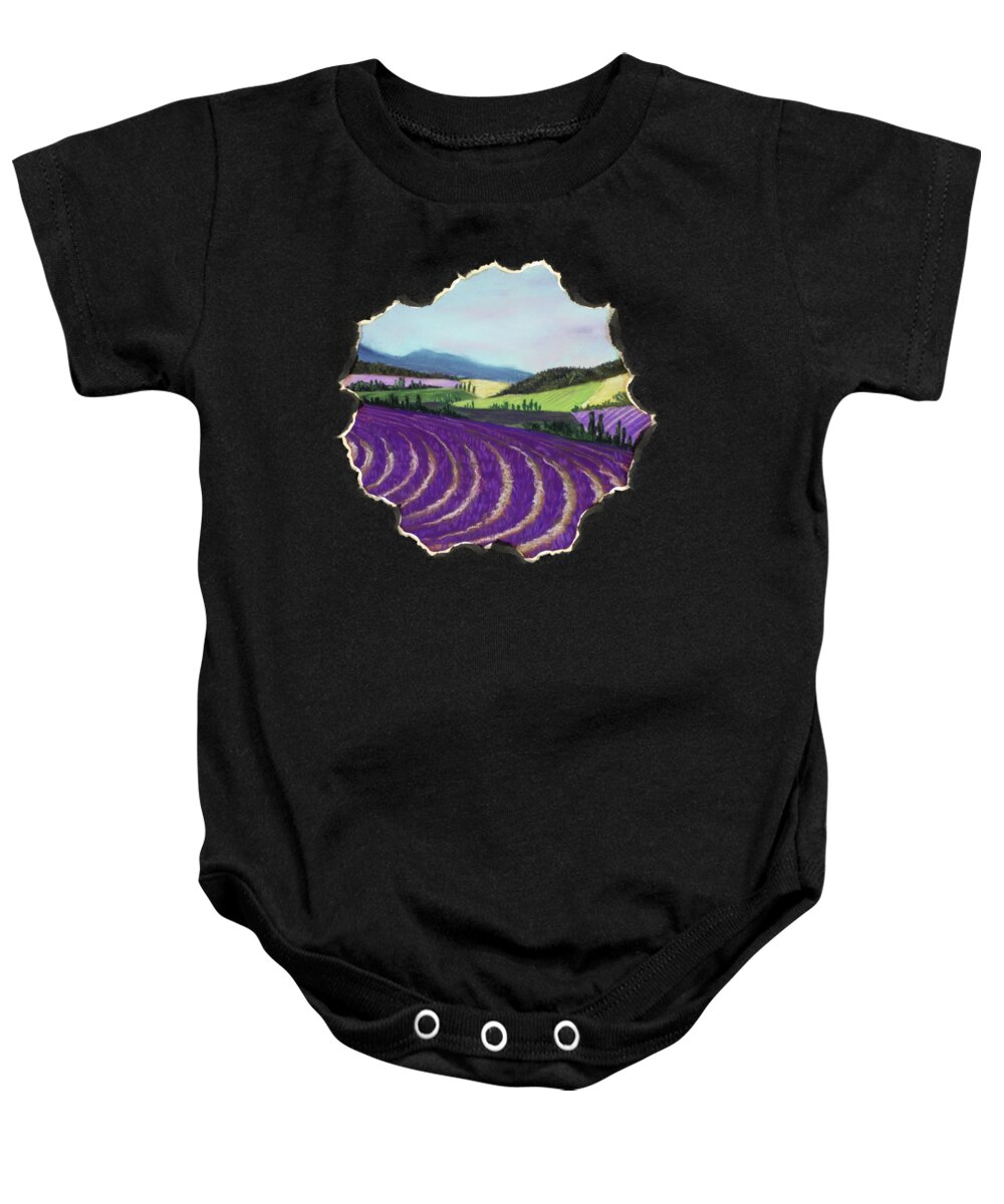 Interior Baby Onesie featuring the painting On Lavender Trail by Anastasiya Malakhova