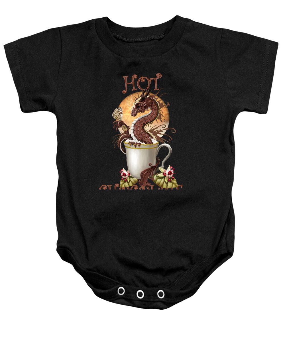 Hot Chocolate Baby Onesie featuring the digital art Hot Chocolate Dragon by Stanley Morrison
