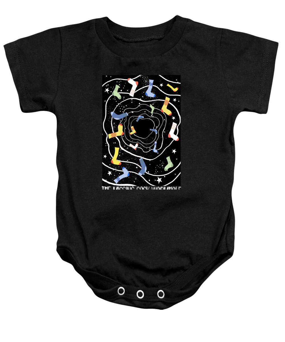 Socks Baby Onesie featuring the mixed media The Missing Sock Wormhole by Andrew Hitchen