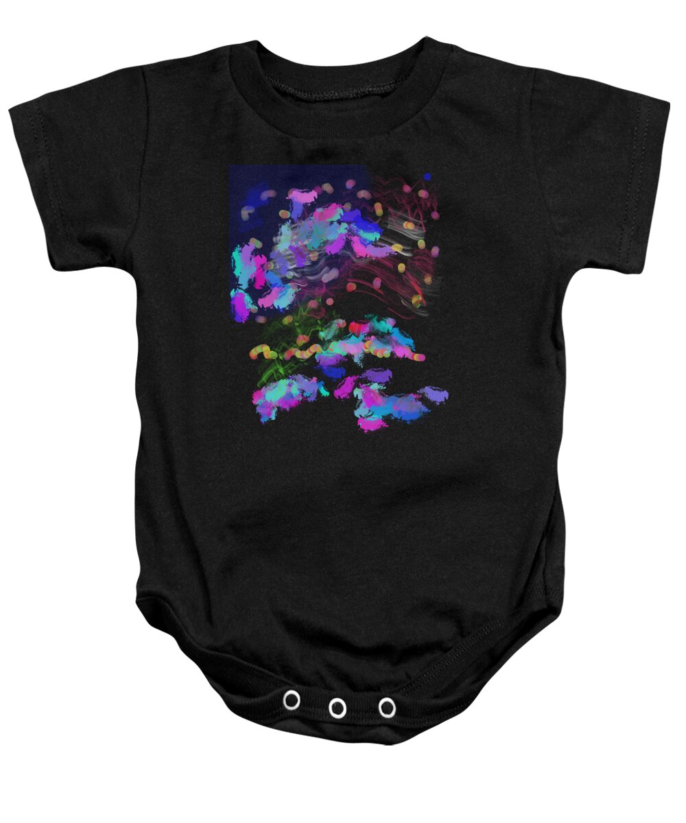 Abstract Expressionism Baby Onesie featuring the digital art As We Step into the Night by Zotshee Zotshee