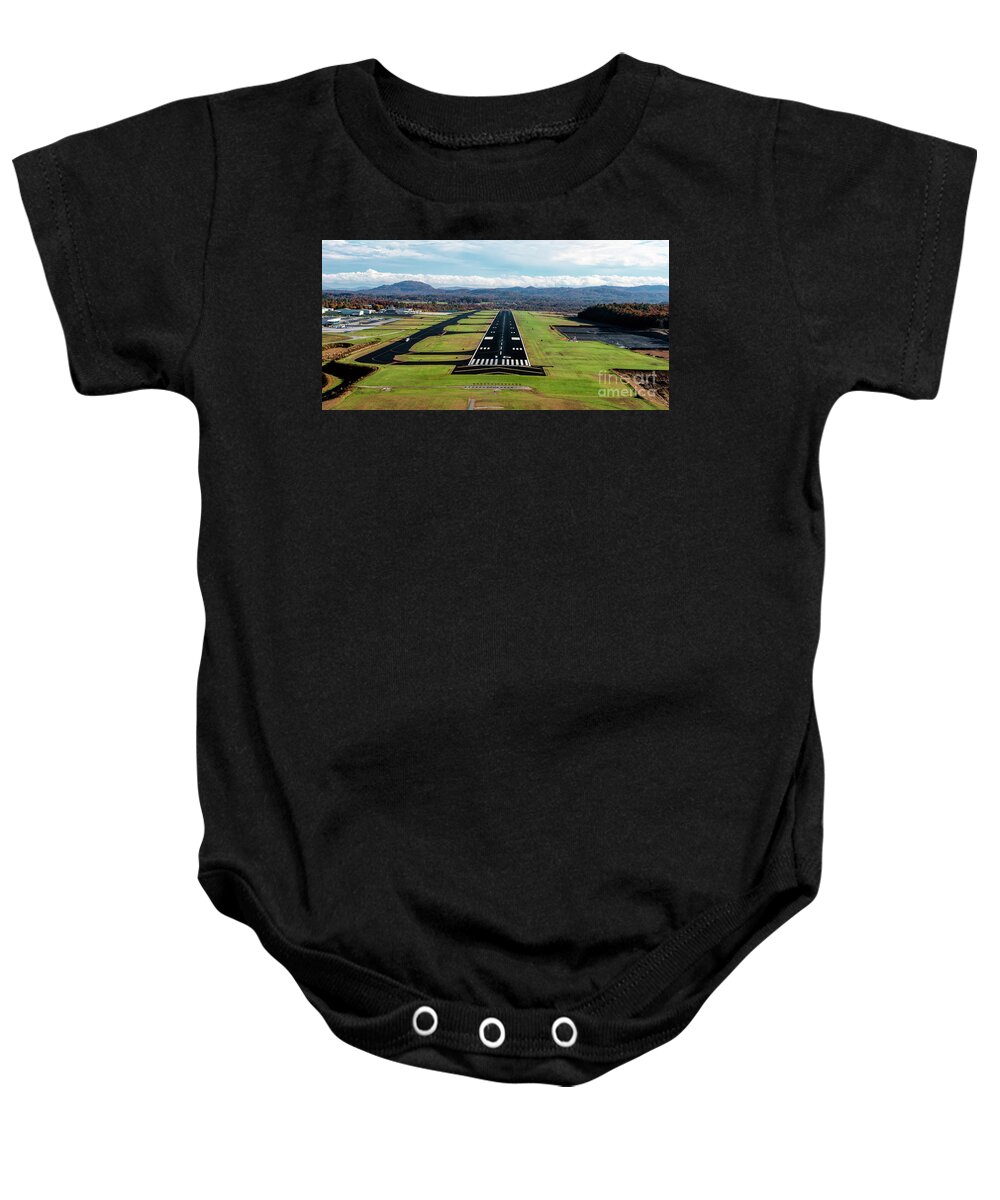 Jet Baby Onesie featuring the photograph Asheville Regional Airport Runway 16 Landing Approach Aerial Vie by David Oppenheimer