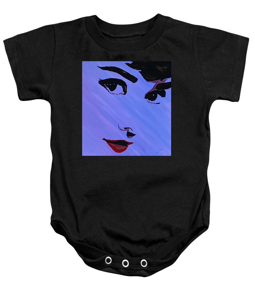  Baby Onesie featuring the painting Audrey Hepburn by Bill Manson