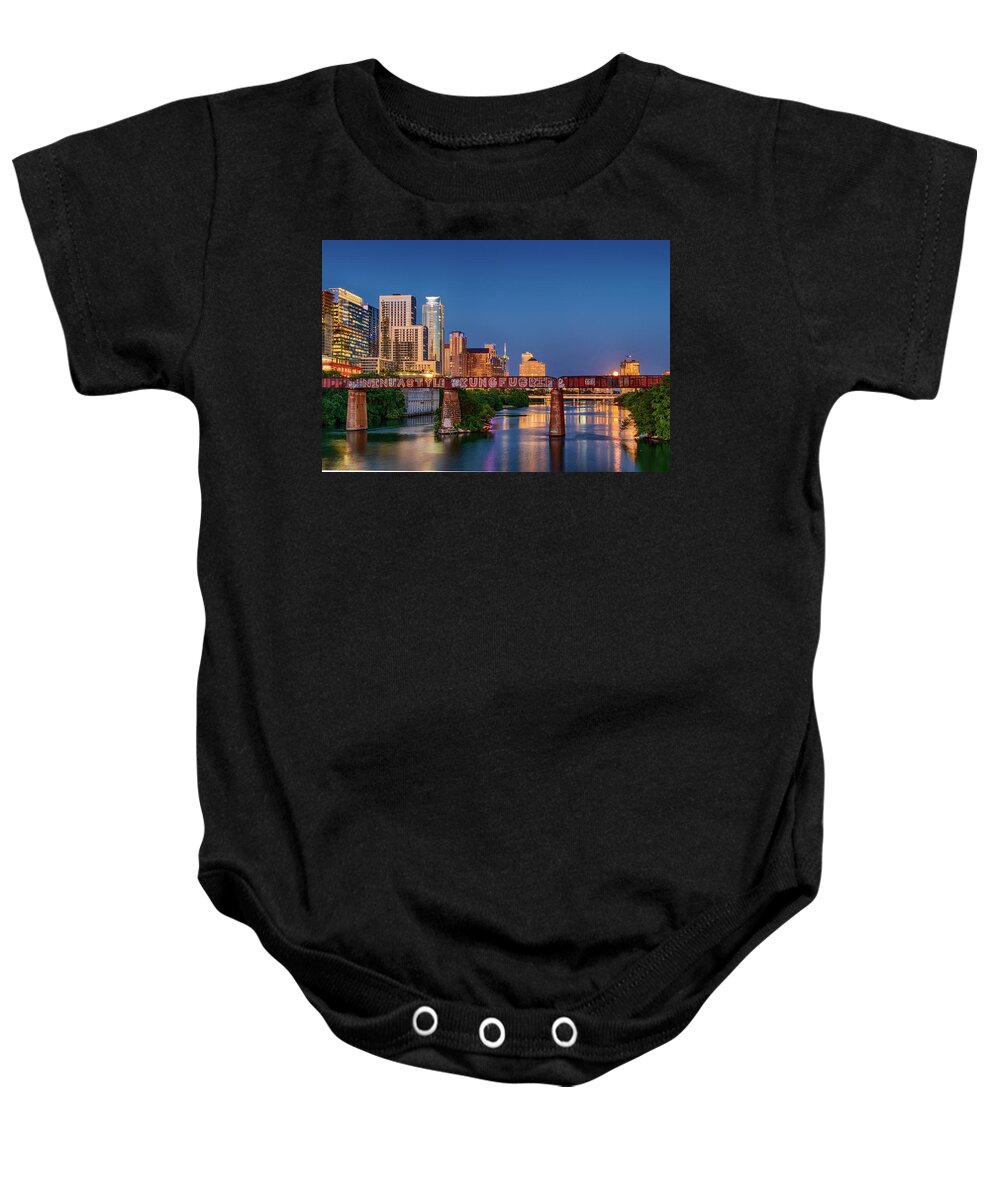  Baby Onesie featuring the photograph Austin Moonrise by Jim Miller