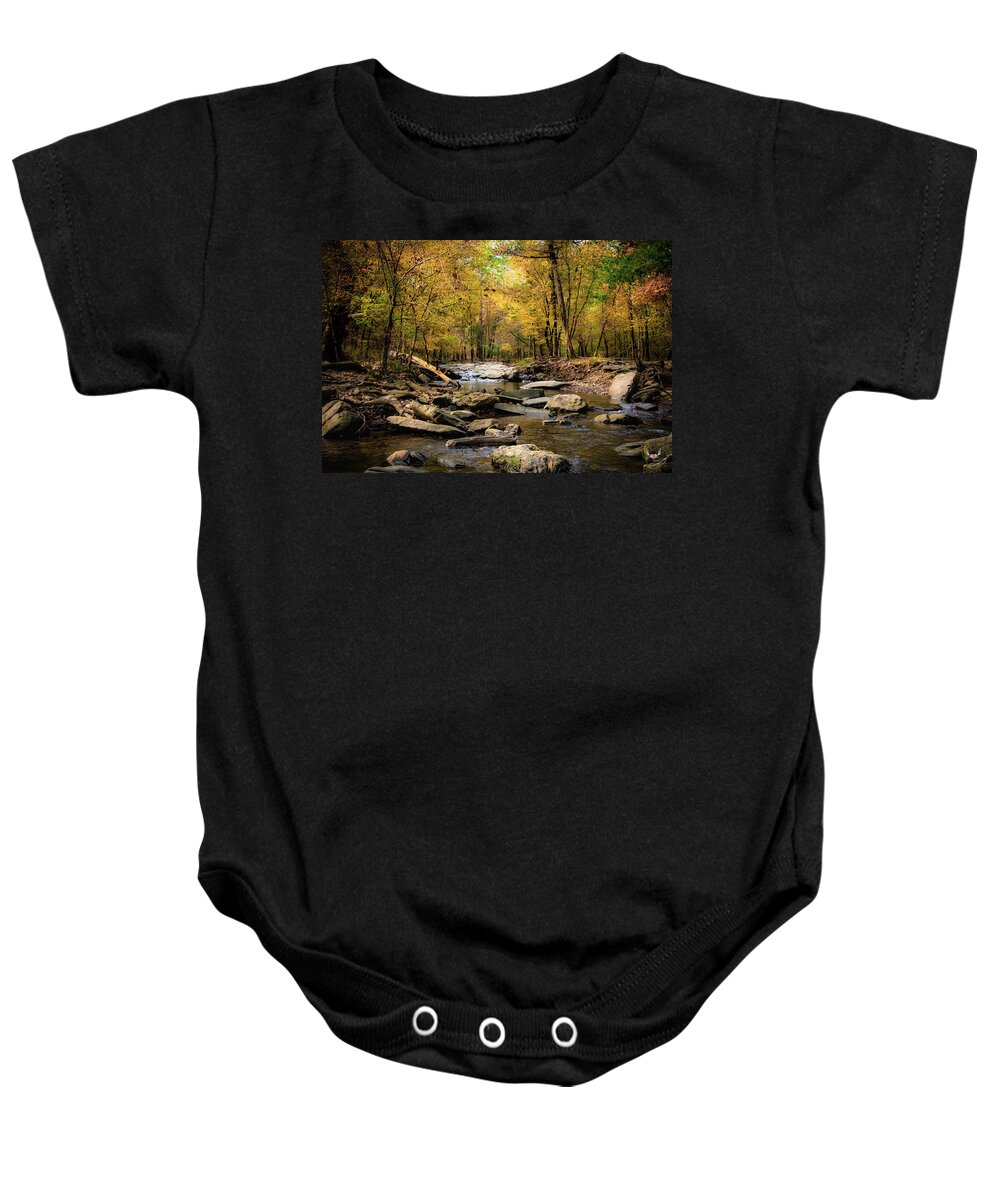 Creek Baby Onesie featuring the photograph Autumn Creek by Pam Rendall