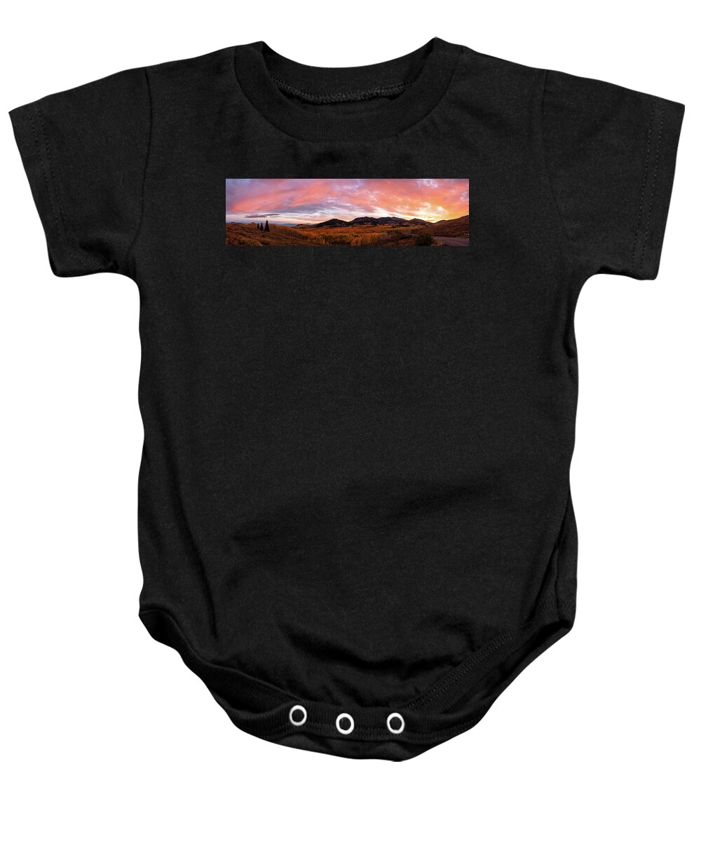 Autumn Baby Onesie featuring the photograph Autumn Sunset by Wesley Aston