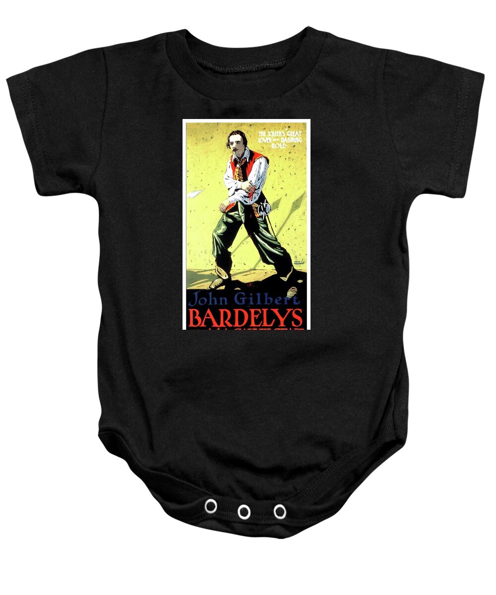 Madalena Baby Onesie featuring the mixed media ''Bardeys the Magnificent'', 1926 by Movie World Posters