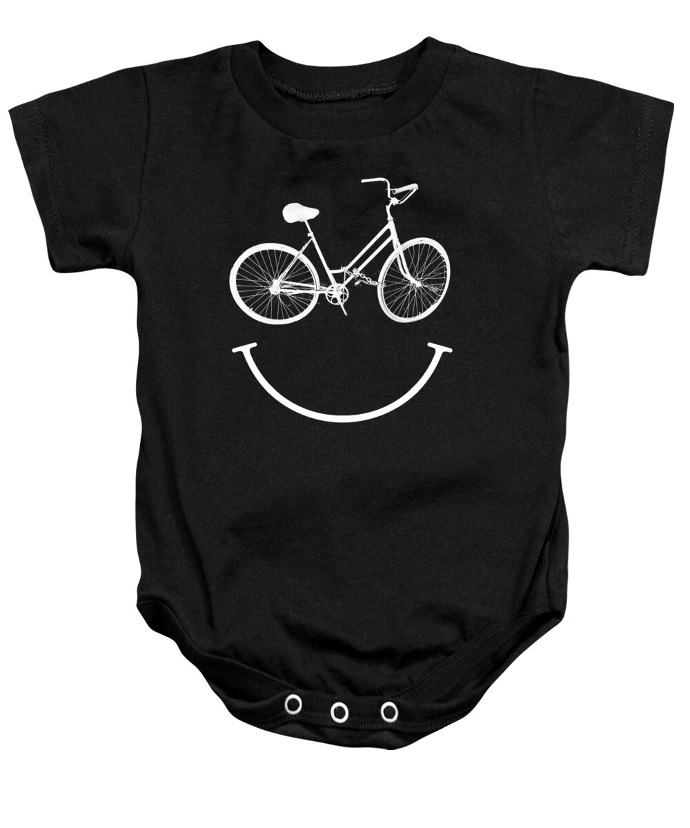 Cycle Baby Onesie featuring the painting Bike Bicycle Smile Smiley Face by Tony Rubino