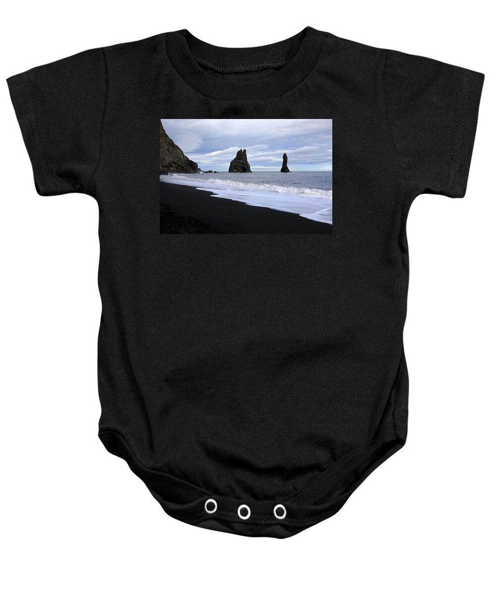 Black Sand Beach Baby Onesie featuring the photograph Black Sand Beach - Vik, Iceland by Richard Krebs