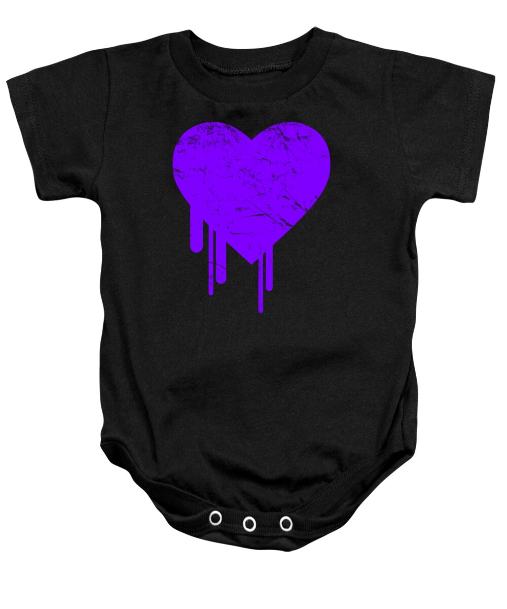 Funny Baby Onesie featuring the digital art Bleeding Purple Heart by Flippin Sweet Gear