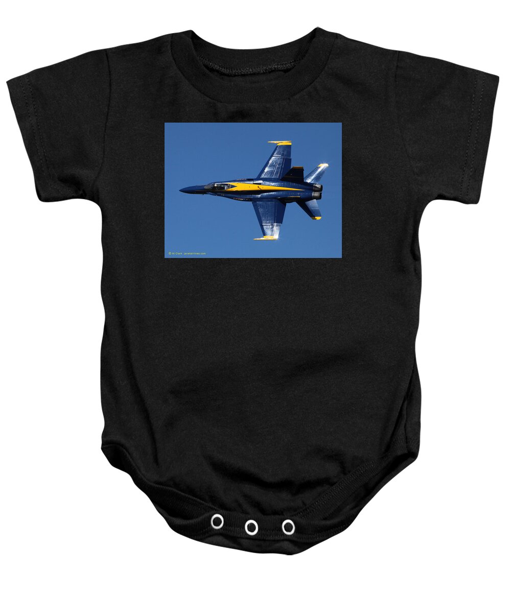 Blue Angels Baby Onesie featuring the photograph Blue Angels Solo Knife-edge by Custom Aviation Art