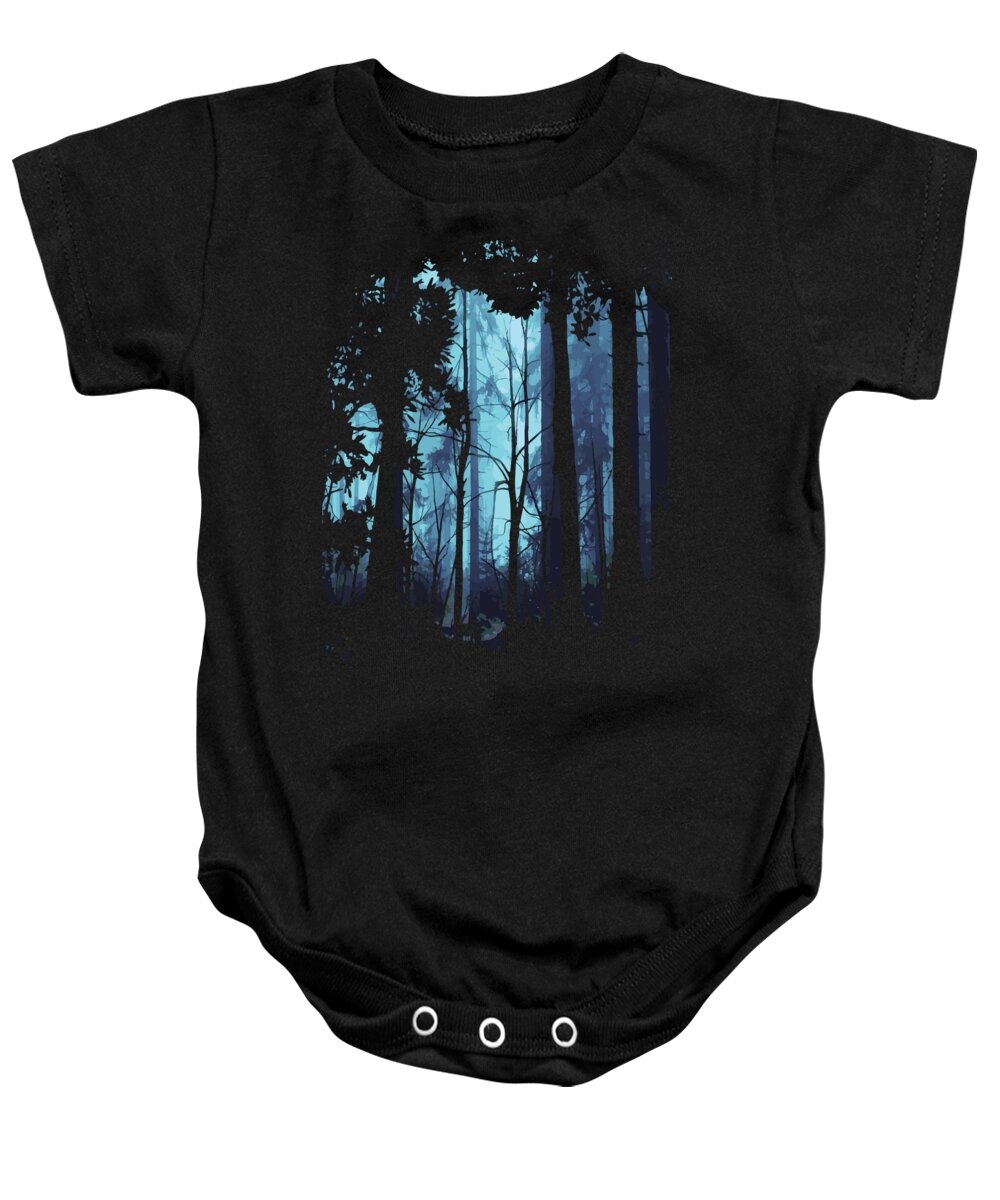 Nature Baby Onesie featuring the digital art Blue Nature Forest by Jacob Zelazny