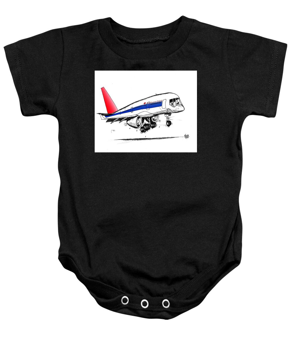 Boeing Baby Onesie featuring the drawing Boeing 757 by Michael Hopkins