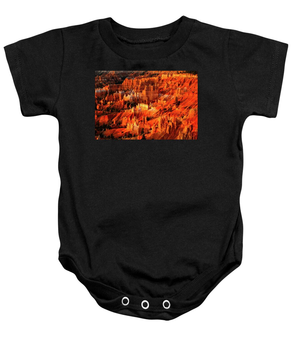 Bryce Canyon Baby Onesie featuring the photograph Fire Dance - Bryce Canyon National Park. Utah by Earth And Spirit