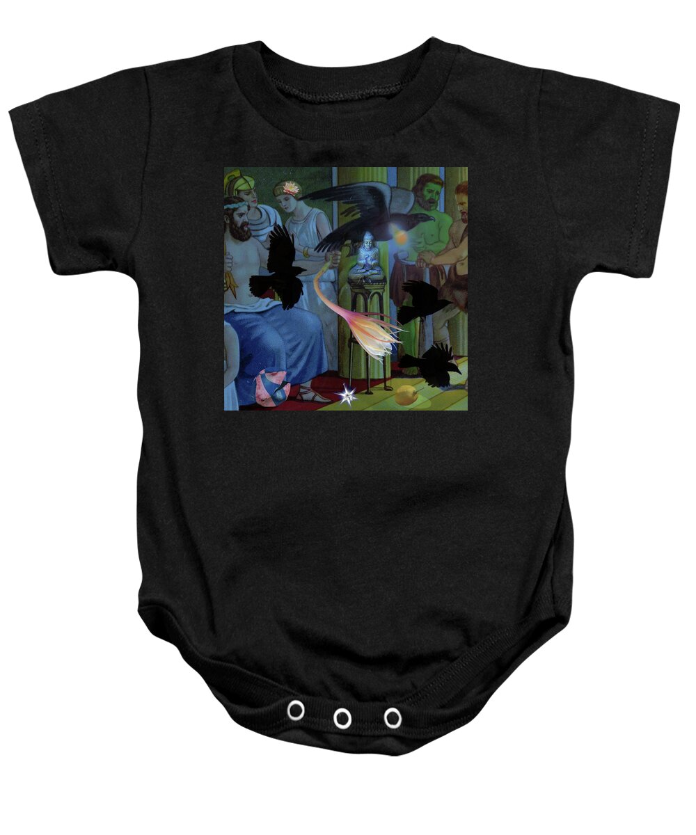 Grrek Gods Baby Onesie featuring the photograph Buddha And The Greeks by Perry Hoffman