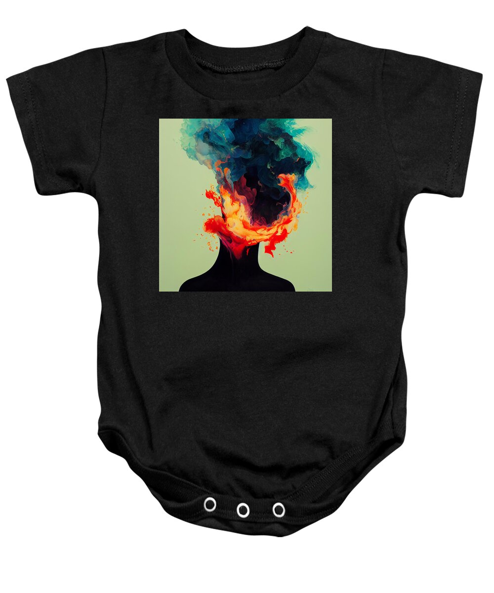 Abstract Baby Onesie featuring the painting Burning Abstract Thoughts F1a676c4 7125 411f 86b7 711767652121 by MotionAge Designs