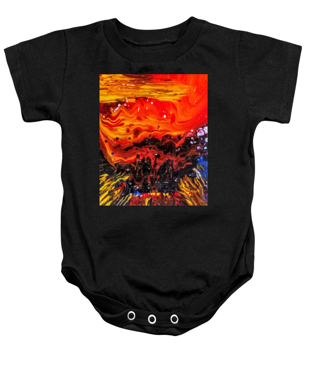 Burn Baby Onesie featuring the painting Burning Flame by Anna Adams