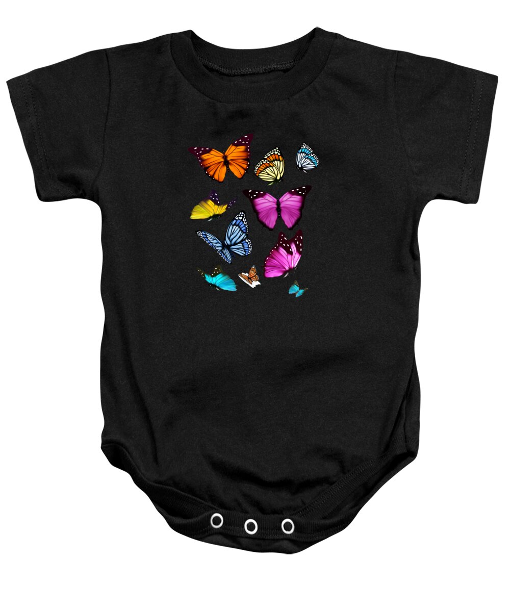 Butterfly Baby Onesie featuring the digital art Butterfly Species Butterfly Insect by Moon Tees