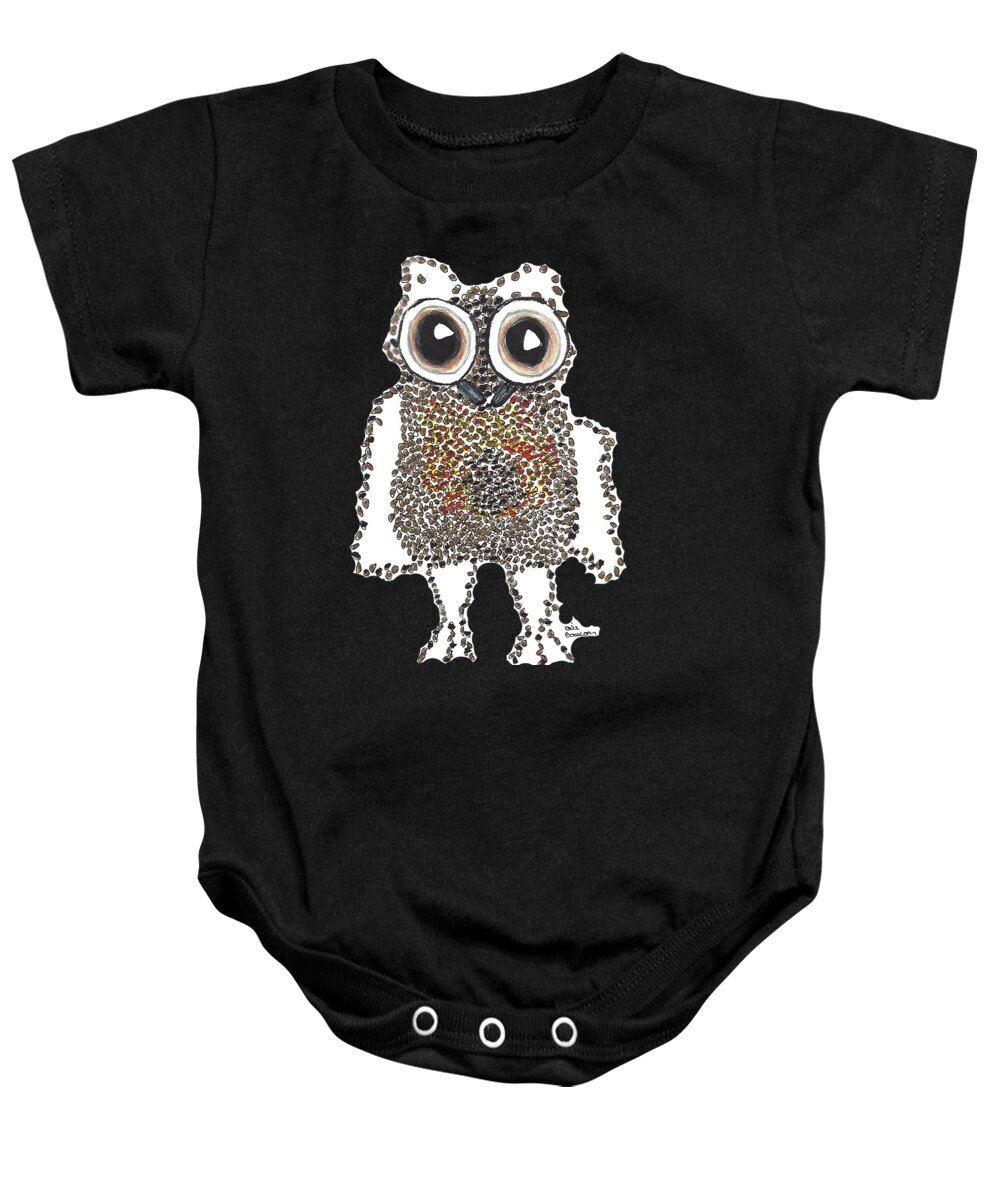 Owl Baby Onesie featuring the drawing Caffeinated Owl with Transparent Background by Ali Baucom
