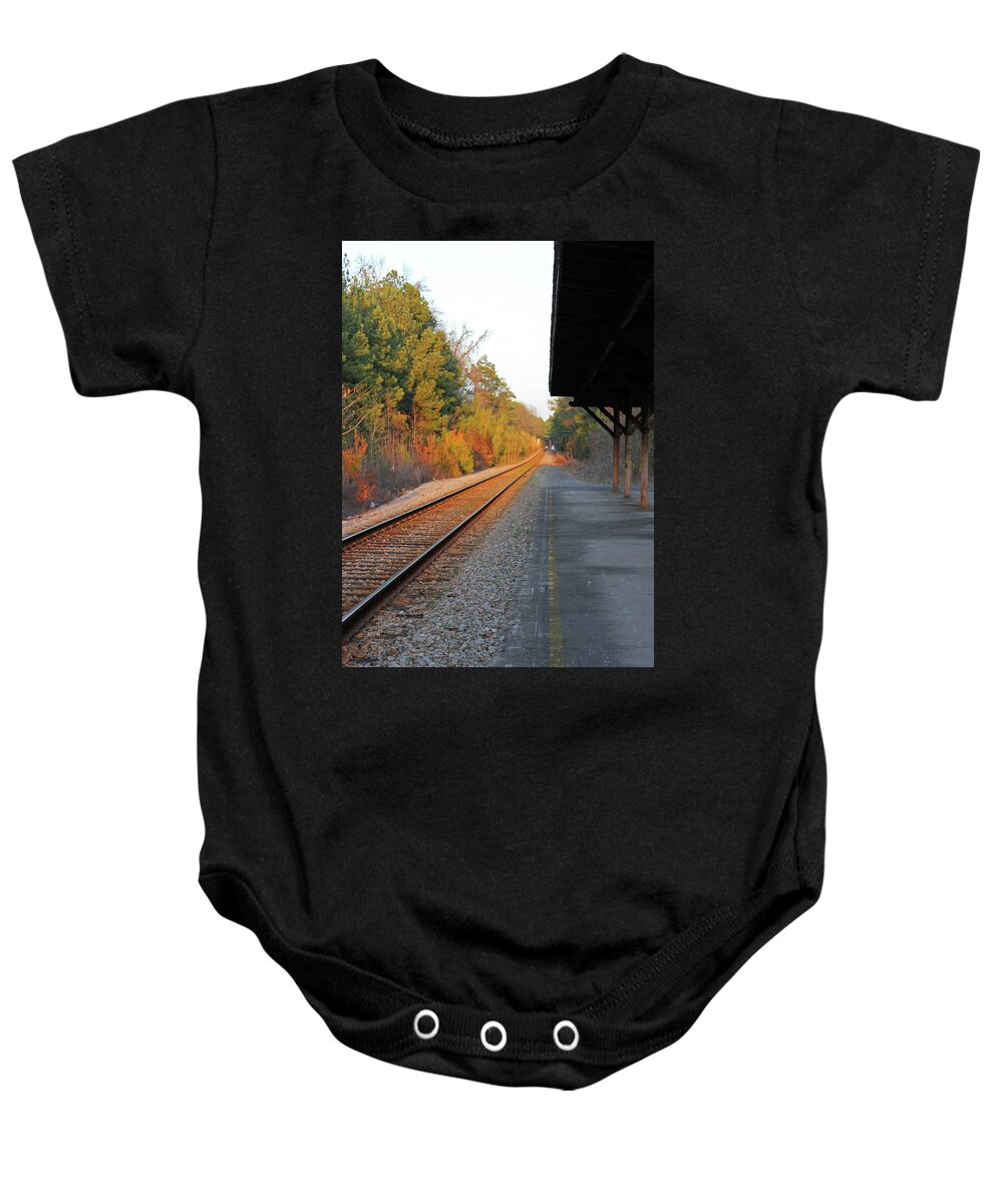 Camden Baby Onesie featuring the photograph Camden Train Station4571 by Carolyn Stagger Cokley