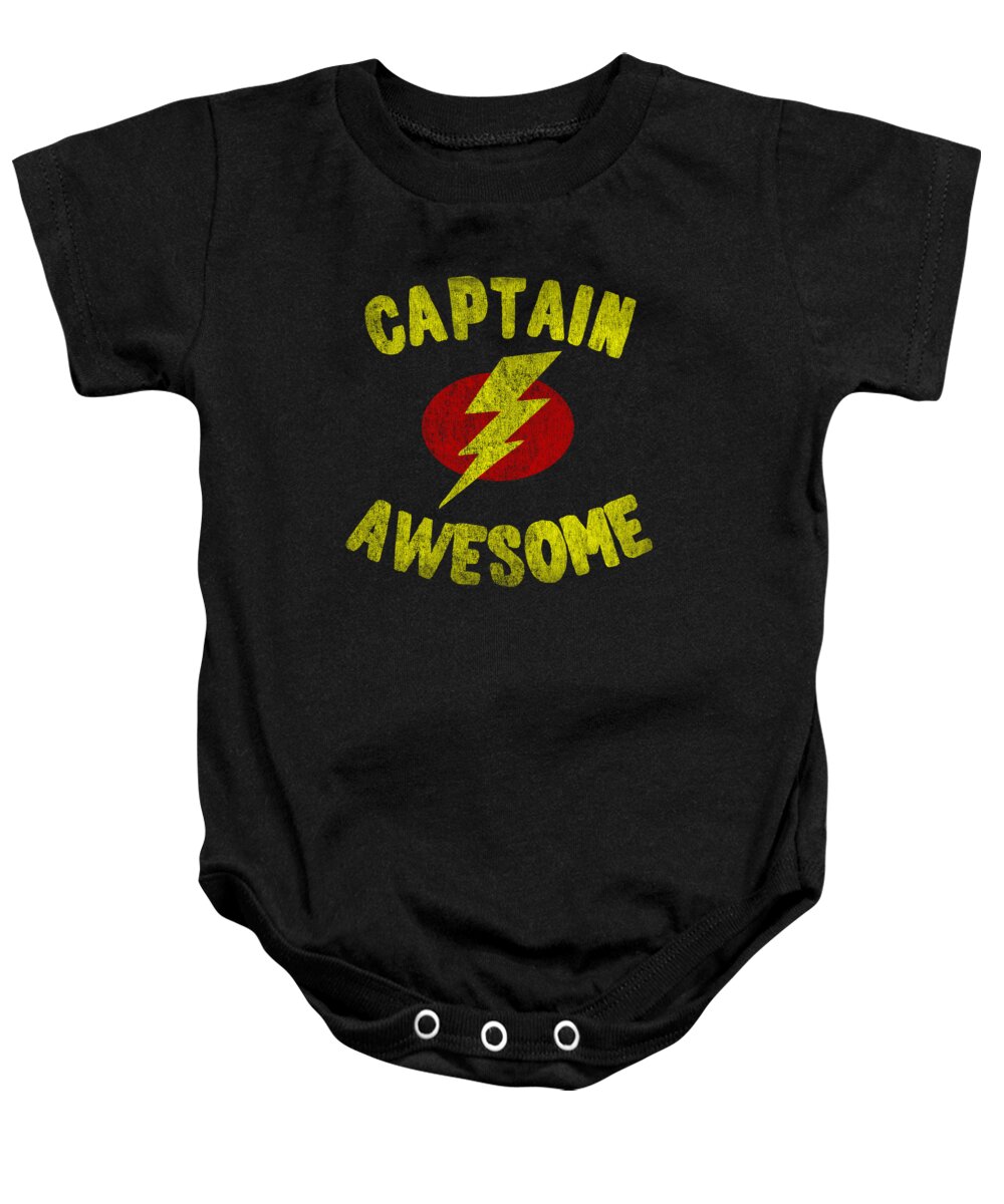 Funny Baby Onesie featuring the digital art Captain Awesome Retro by Flippin Sweet Gear