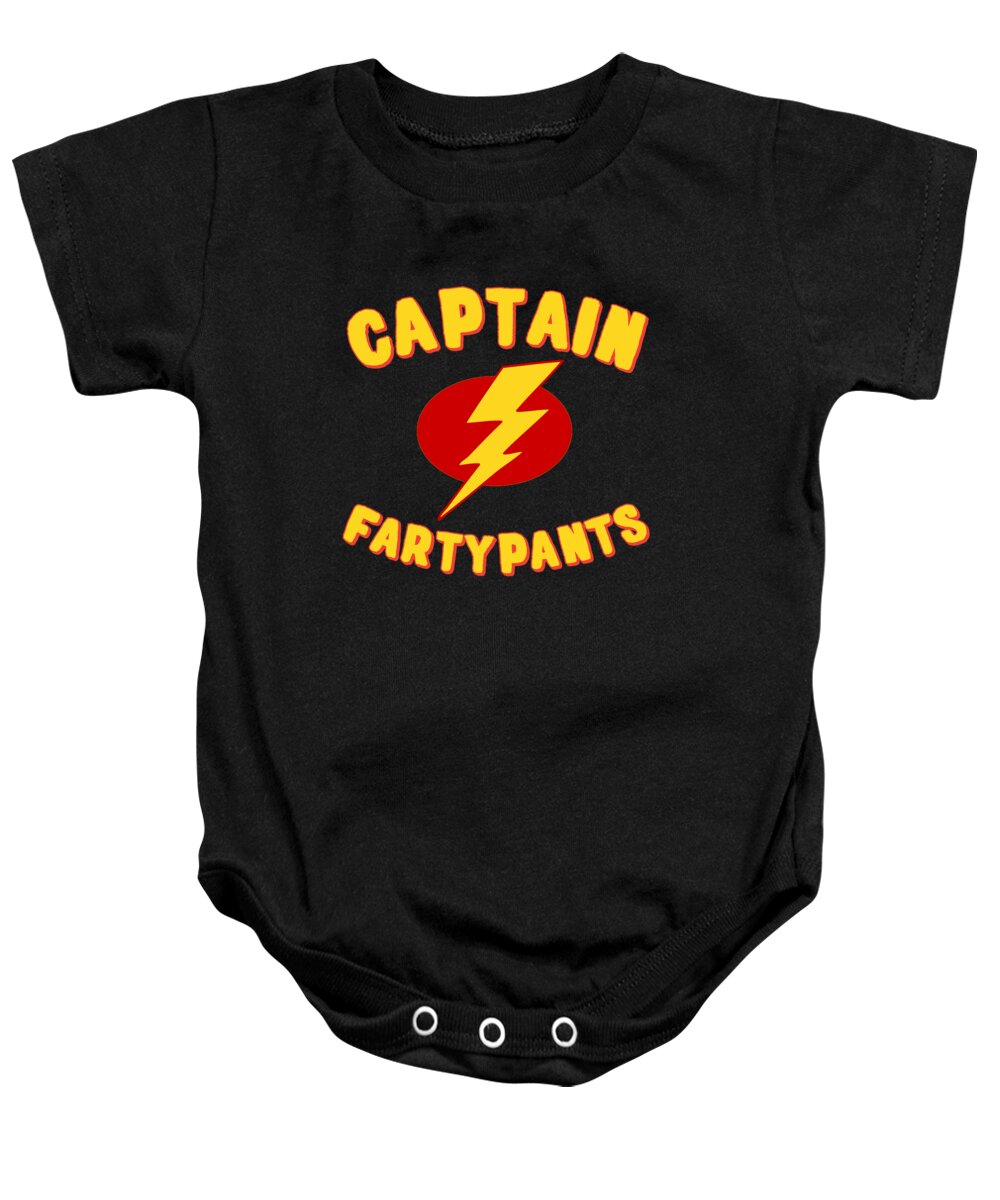 Christmas 2023 Baby Onesie featuring the digital art Captain Fartypants Funny Fart by Flippin Sweet Gear