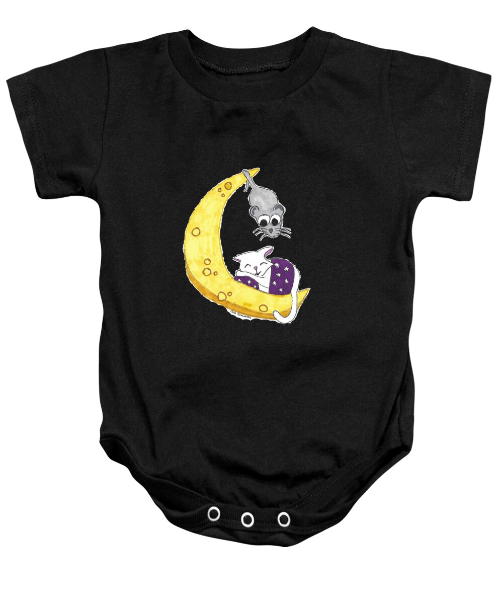 Cat Baby Onesie featuring the drawing Cat Napping with Transparent Background by Ali Baucom
