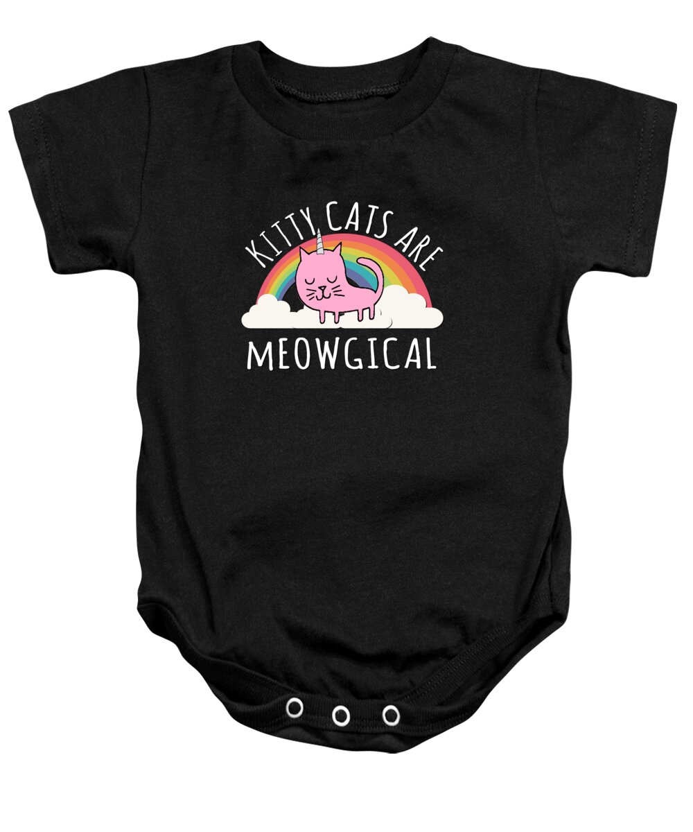 Funny Baby Onesie featuring the digital art Cats Are Magical by Flippin Sweet Gear