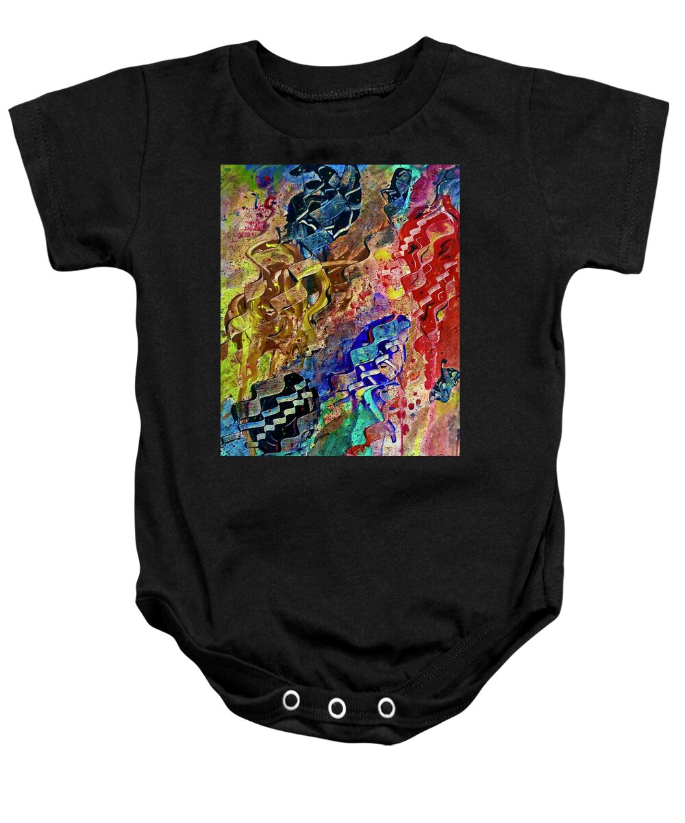 Abstract Baby Onesie featuring the painting Ceremony by Joel Tesch