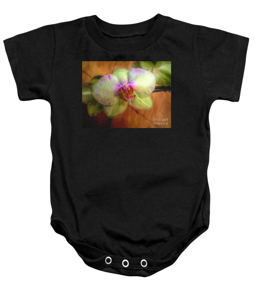 Orchids Baby Onesie featuring the photograph Chartreuse Orchid Paint by Diana Mary Sharpton