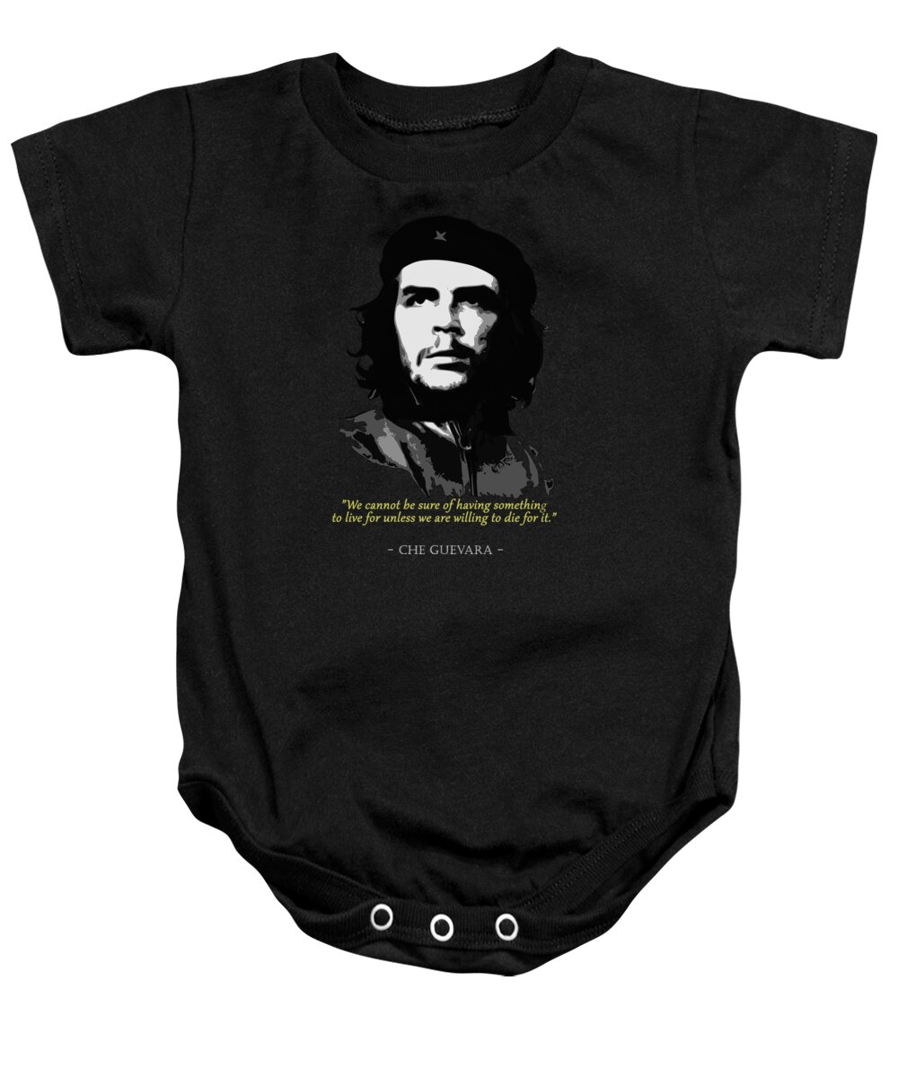 Che Baby Onesie featuring the digital art Che Guevara Quote by Filip Schpindel