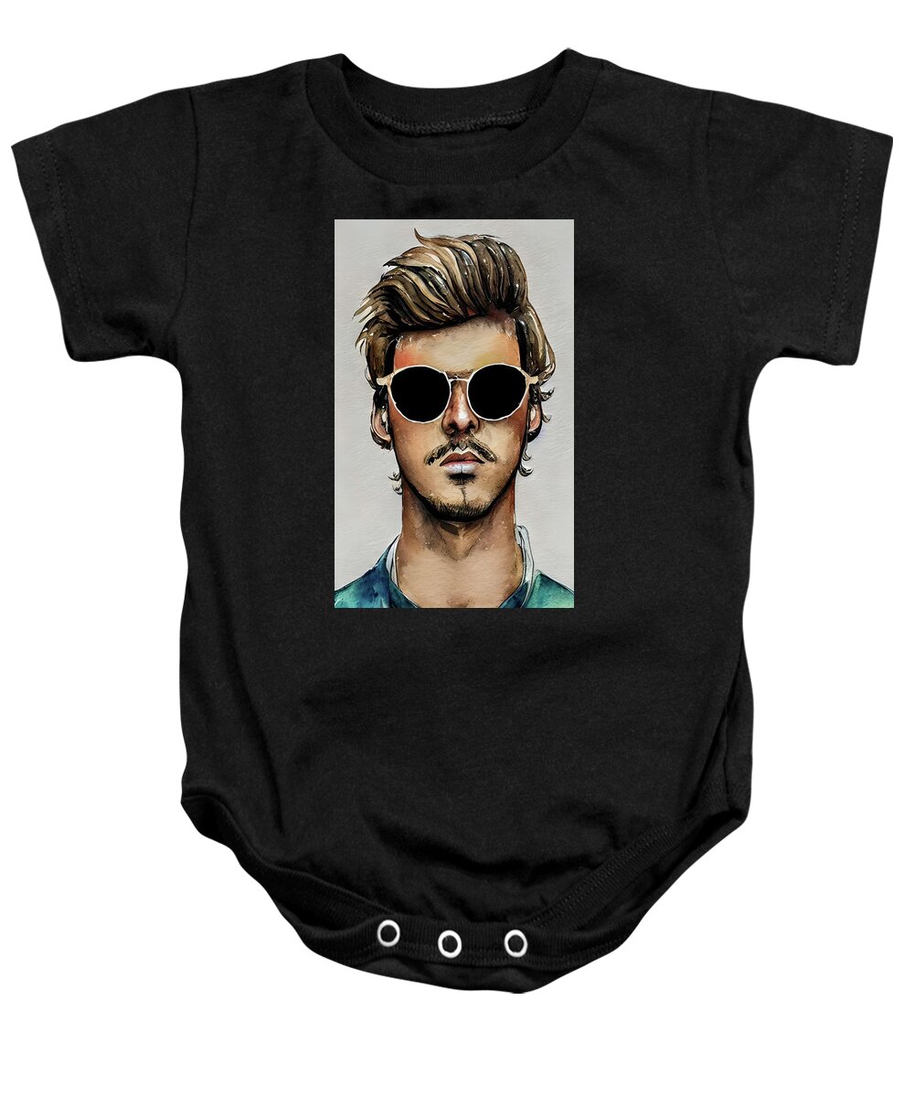 Wall Art Baby Onesie featuring the painting Cheap Sunglasses 17 by Bob Orsillo