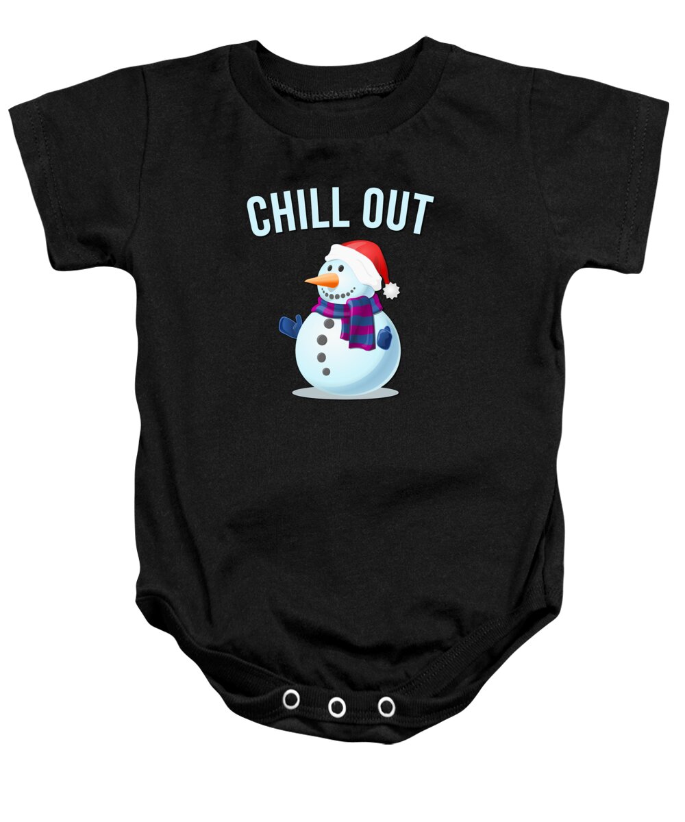 Christmas 2023 Baby Onesie featuring the digital art Chill Out Snowman by Flippin Sweet Gear