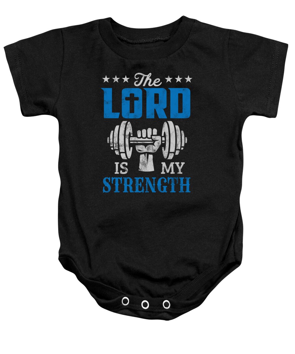Workout Baby Onesie featuring the digital art Christian Catholic Lord Religious Fitness Gym Workout by Michael S